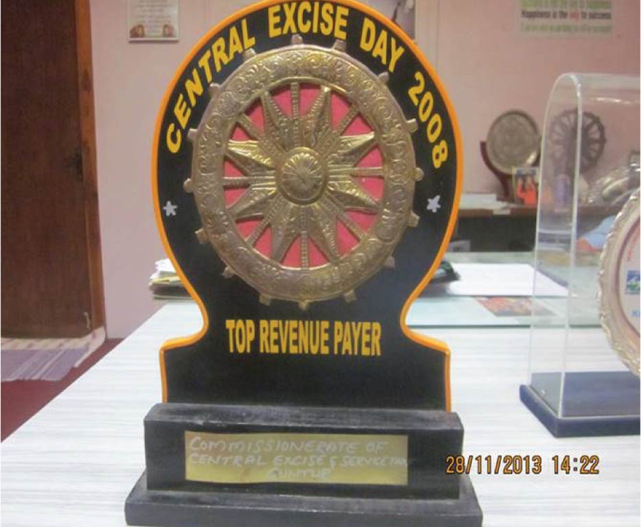 Top Revenue Payer Award for the year 2008 from Commissionerate of Central Excise & Service Tax, Guntur.