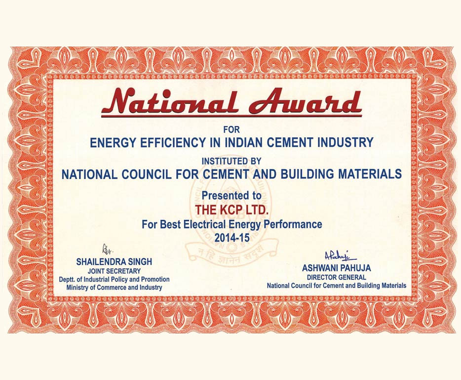 NCB Best Electrical Energy Performance 2015